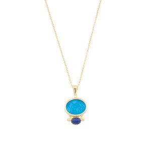 TAGLIAMONTE Italy 18kt Gold Plated Blue Chimera Cameo Pendant Necklace